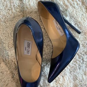 Jimmy Choo Metallic Denim Heels